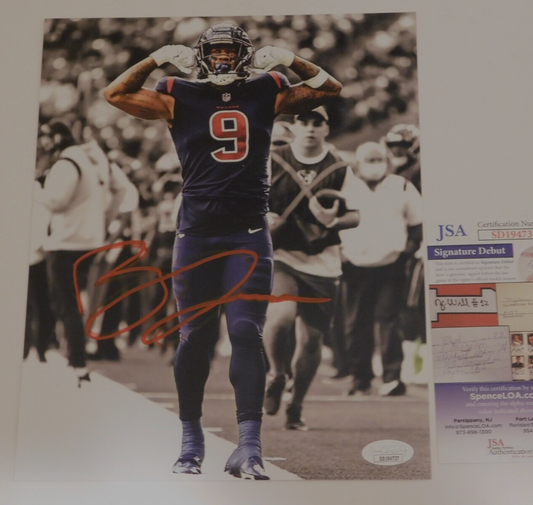 Brevin Jordan Signed Autographed 8x10 Photo Houston Texans JSA COA Miami