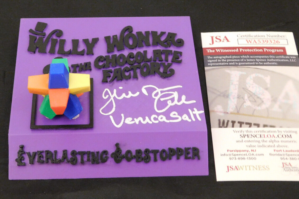 Julie Dawn Cole Signed Willy Wonka Everlasting Gobstopper 3D Plaque Veruca JSA