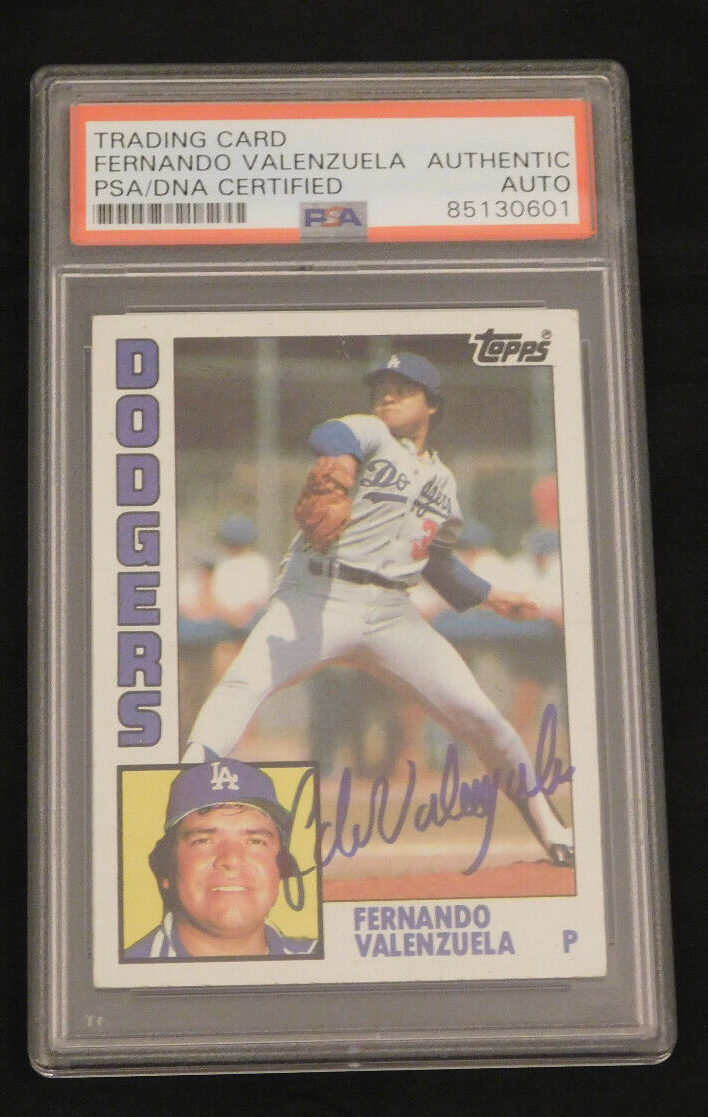 Fernando Valenzuela Signed / Autographed 1984 Topps Baseball Card #220 PSA Slab