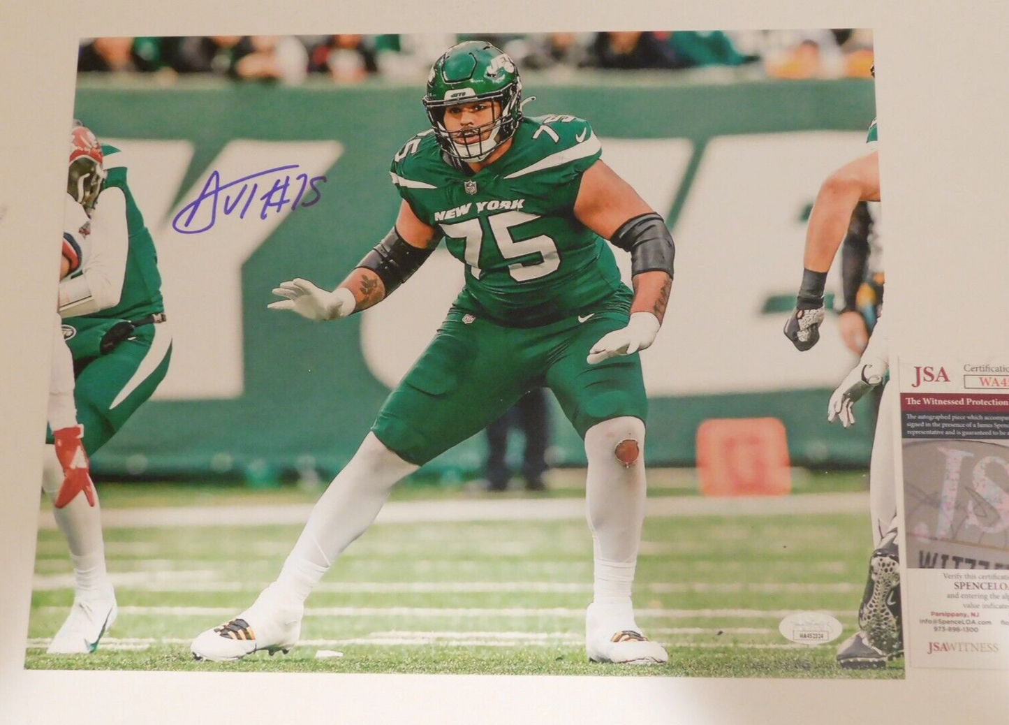 Alijah Vera-Tucker Signed Autographed 11x14 Photo New York Jets USC JSA COA (D)