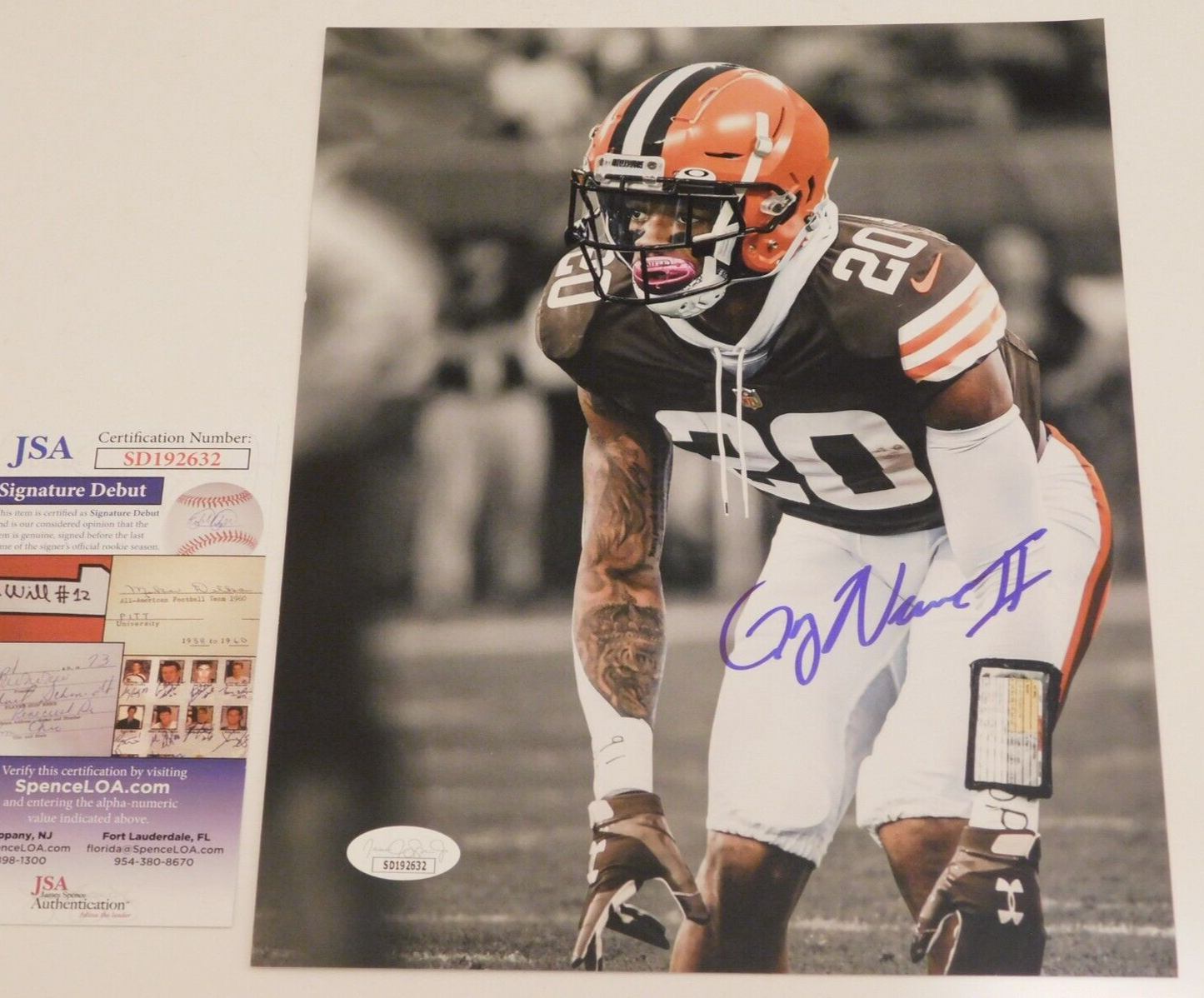 Greg Newsome II Signed Autographed 8x10 Photo Cleveland Browns JSA COA (A)