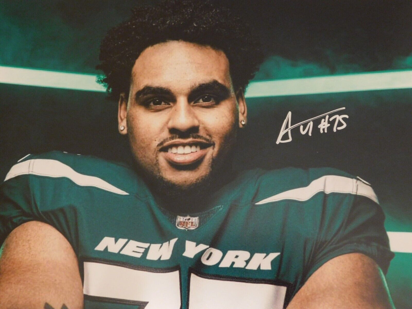 Alijah Vera-Tucker Signed Autographed 11x14 Photo New York Jets JSA COA