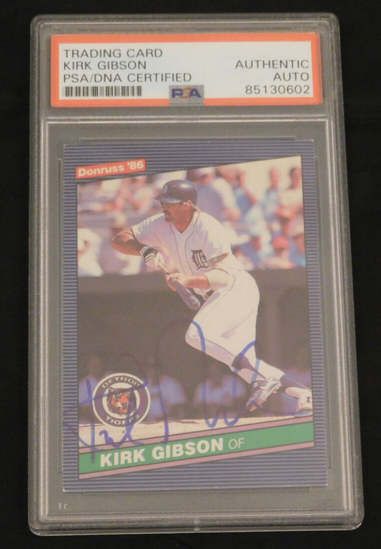 Kirk Gibson Signed / Autographed 1986 Donruss Baseball Card #125 PSA Slab