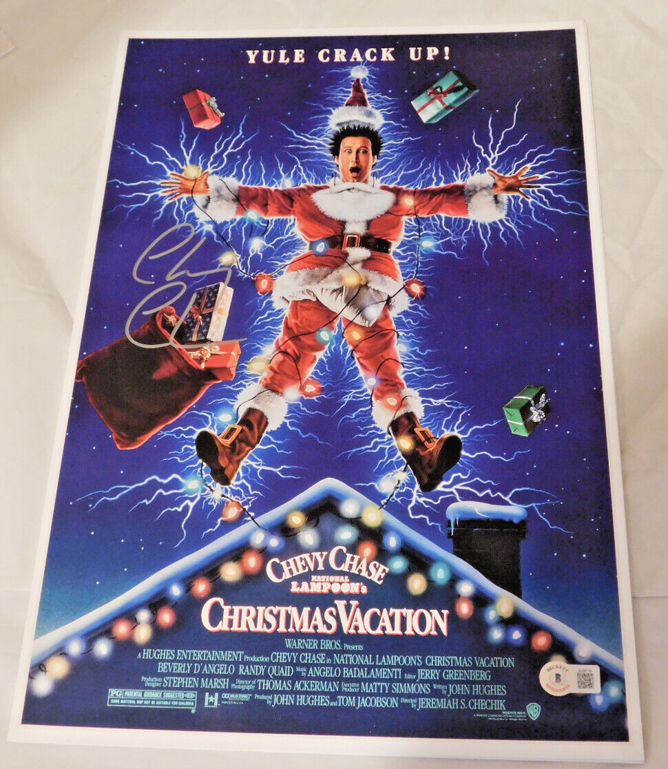 Chevy Chase Signed / Autographed 11x17 Chistmas Vacation Poster Beckett BAS COA