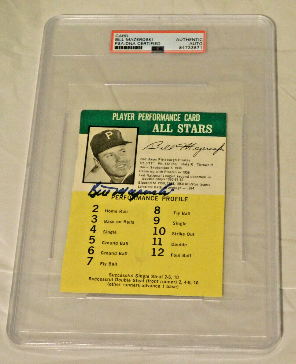 Bill Mazeroski Signed & Autographed Oversized Card PSA Slabbed Piraes