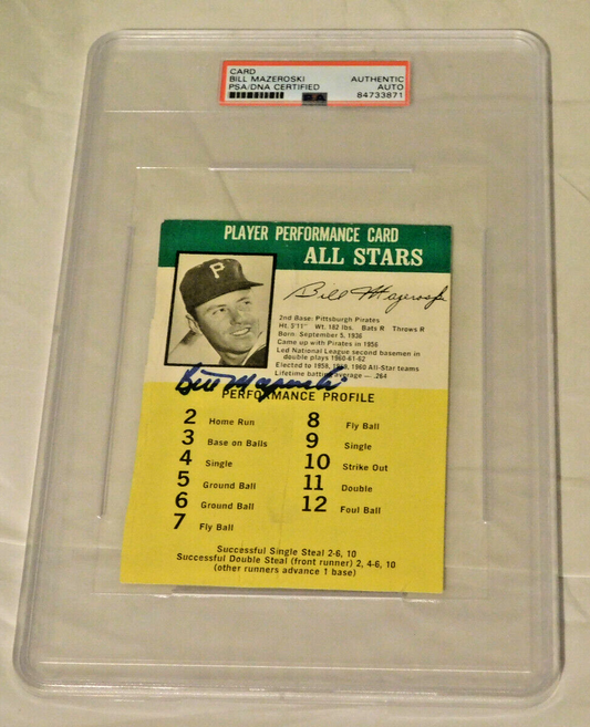 Bill Mazeroski Signed & Autographed Oversized Card PSA Slabbed Piraes