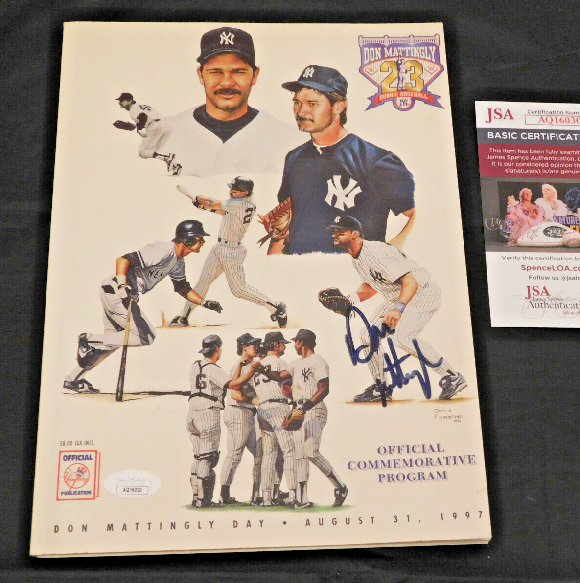 Don Mattingly Signed Don Mattingly Day Commemorative Full Program 8/31/97 JSA