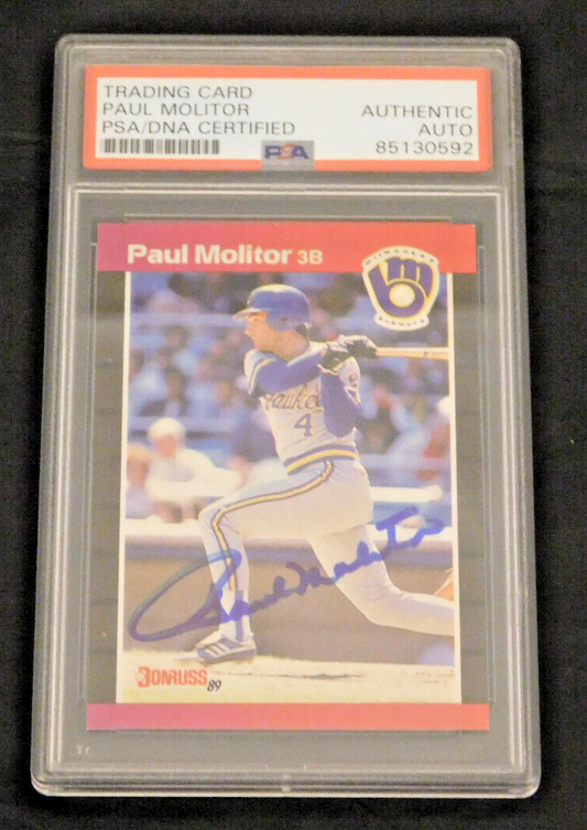 Paul Molitor Signed / Autographed 1989 Donruss Baseball Card #291 PSA Slab HOF