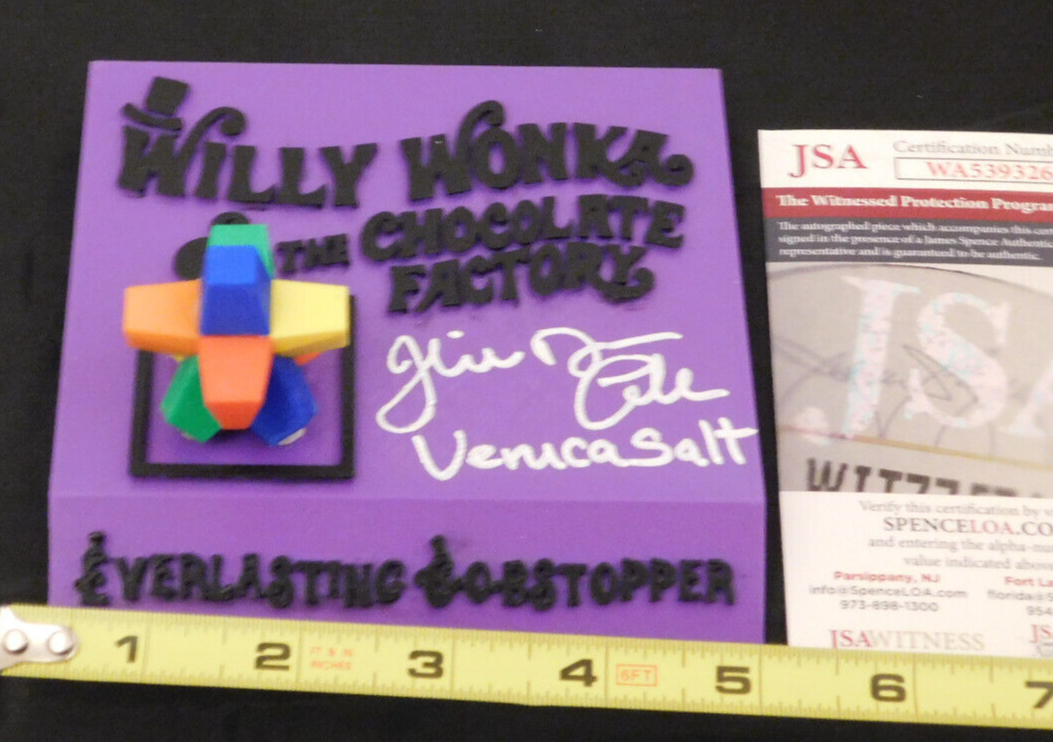 Julie Dawn Cole Signed Willy Wonka Everlasting Gobstopper 3D Plaque Veruca JSA