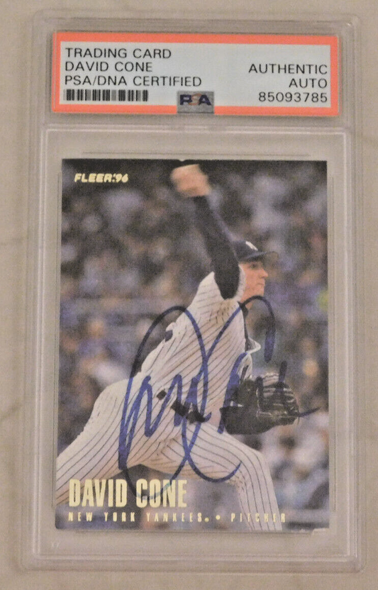 DAVID CONE Signed / Autographed 1996 Fleer Baseball Card #181 PSA Slab