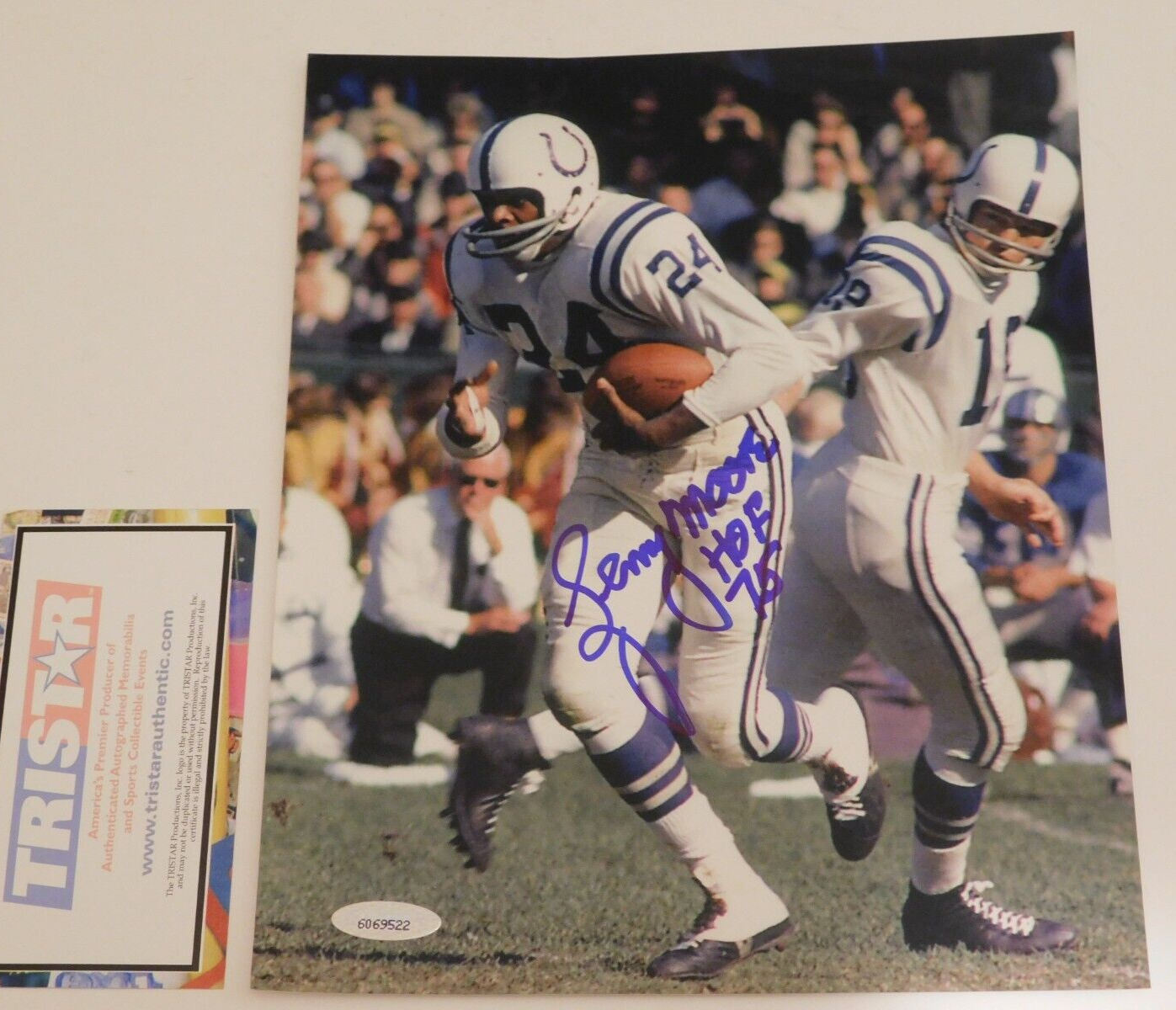 Lenny Moore Signed Autographed 8x10 Photo Baltimore Colts Tristar COA HOF Penn