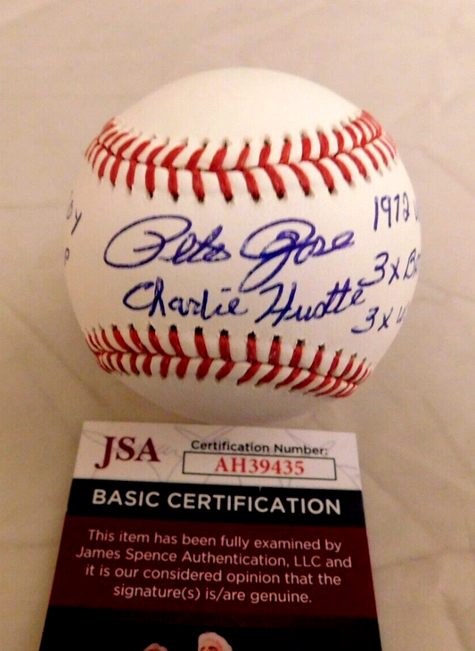 Pete Rose Signed / Autographed Official MLB Multi Stat Baseball JSA COA