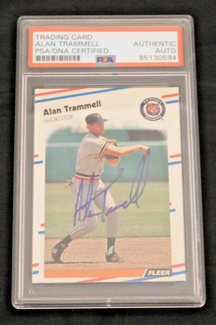 Alan Trammell Signed / Autographed 1988 Fleer Baseball Card #74 PSA Slab HOF