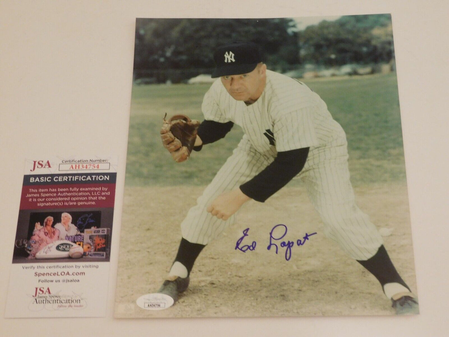 Ed Eddie Lopat Signed Autographed 8x10 Photo New York Yankees NYY JSA COA