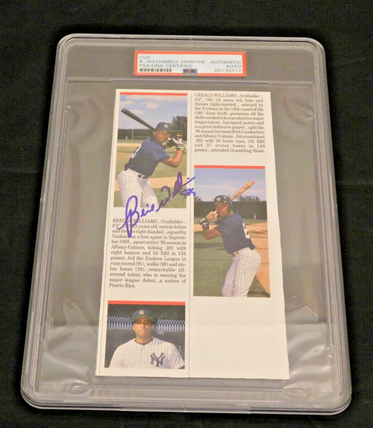 Bernie Williams Signed 1994 New York Yankees On Their Way Up Yearbook Page PSA Slab RARE