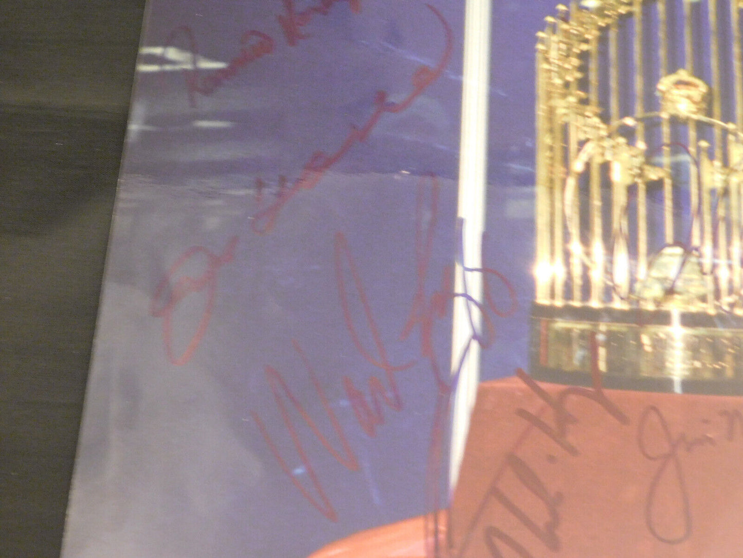 1996 Yankees Team Signed World Series Trophy 8x10 11 Autos Rivera Torre Pettitte Posada JSA LOA