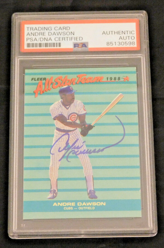 Andre Dawson Signed / Autographed 1988 Fleer All Star Card PSA Slab HOF