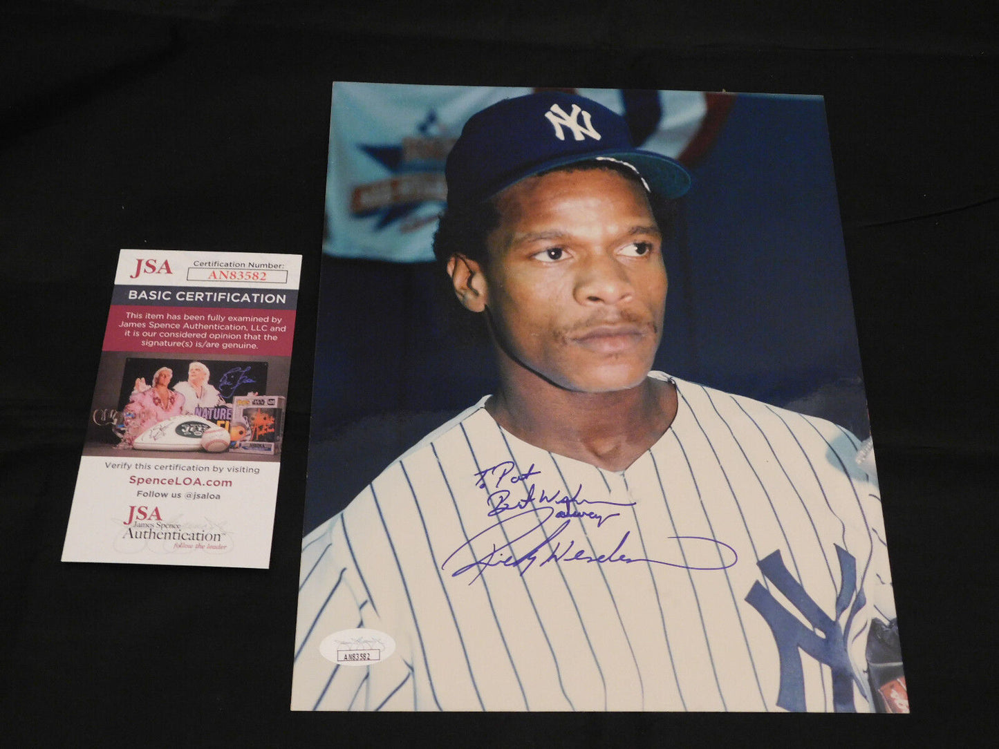 RICKEY HENDERSON Signed / Autographed 8x10 Photo New York Yankees JSA COA