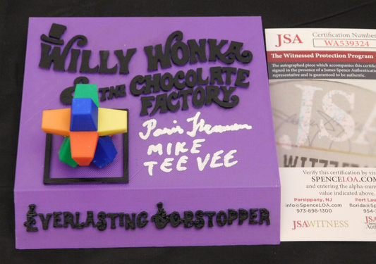 Paris Themmen Signed Willy Wonka Everlasting Gobstopper 3D Plaque Mike TV JSA