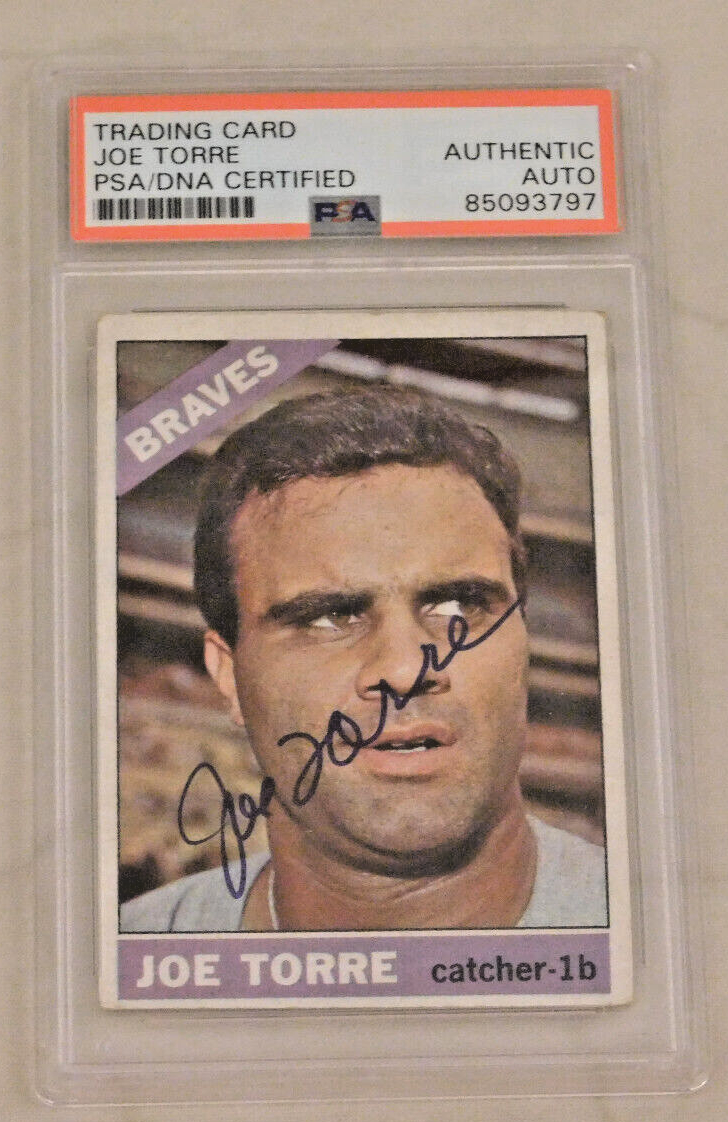 JOE TORRE Signed / Autographed 1966 Topps Baseball Card #130 PSA Slab (B)