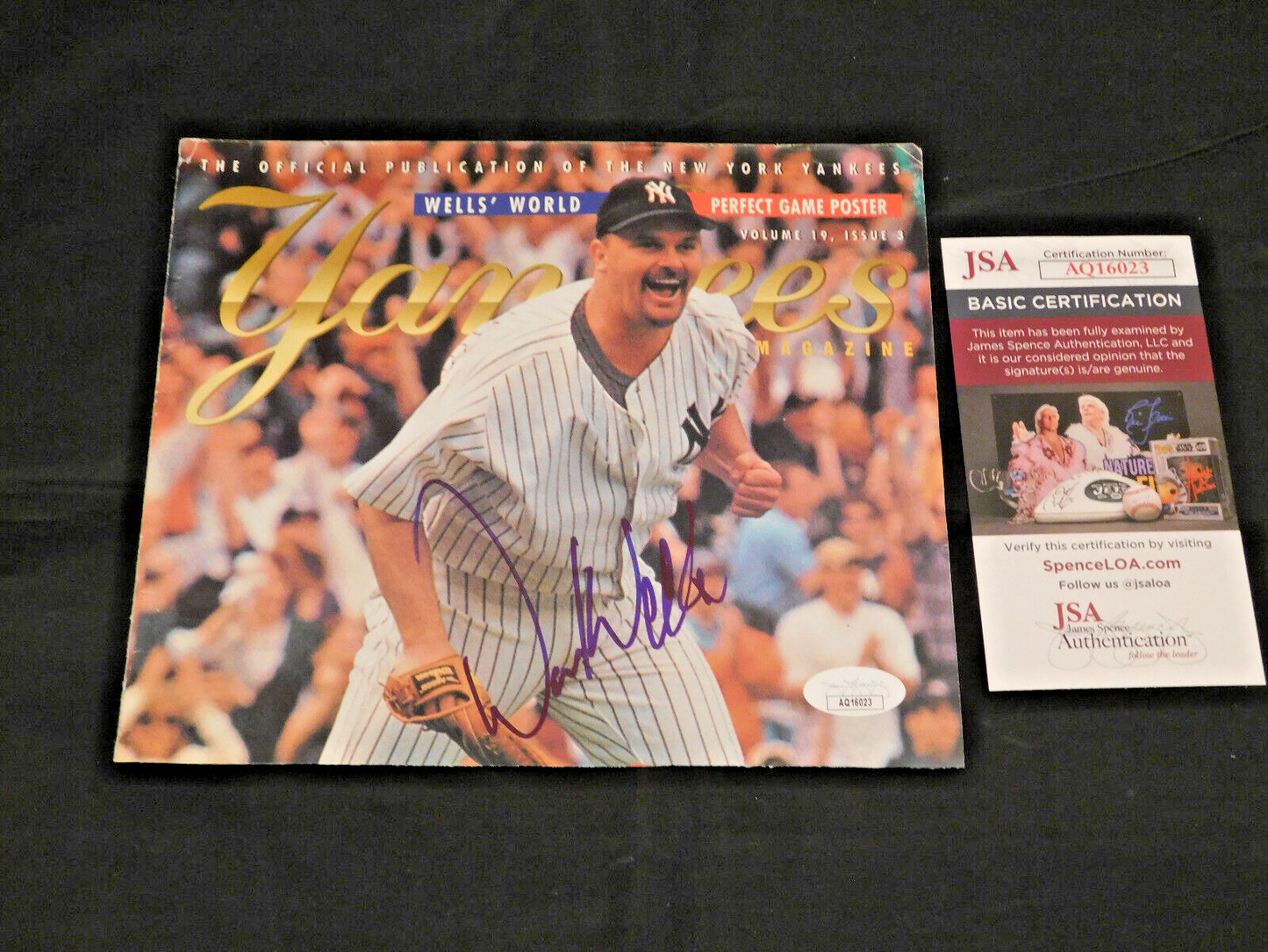 David Wells Signed / Autographed Yankees Magazine Front Cover JSA COA