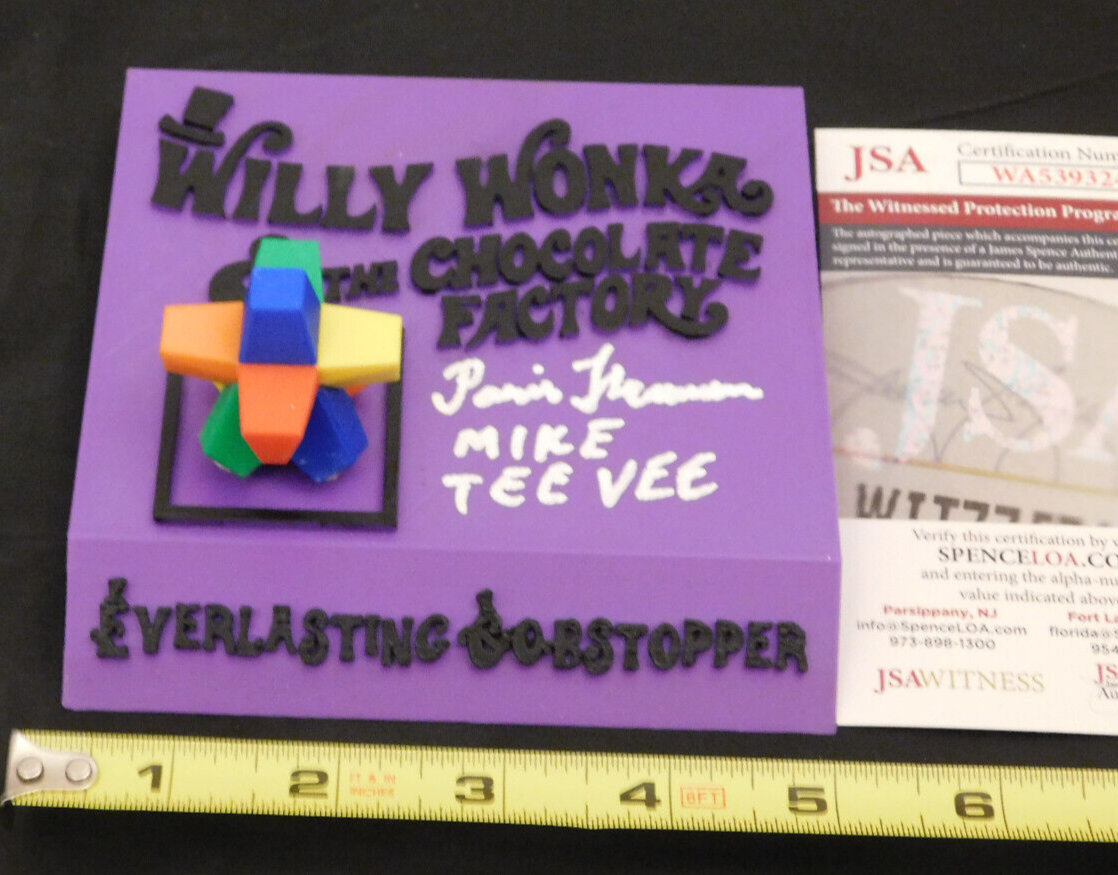 Paris Themmen Signed Willy Wonka Everlasting Gobstopper 3D Plaque Mike TV JSA