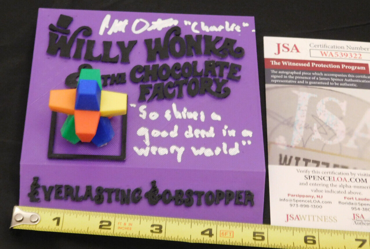 Peter Ostrum Signed Willy Wonka Everlasting Gobstopper 3D Plaque Charlie JSA