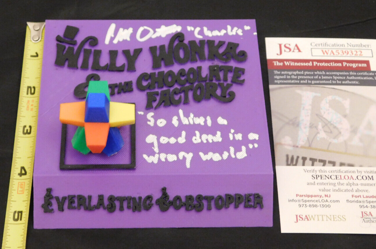 Peter Ostrum Signed Willy Wonka Everlasting Gobstopper 3D Plaque Charlie JSA